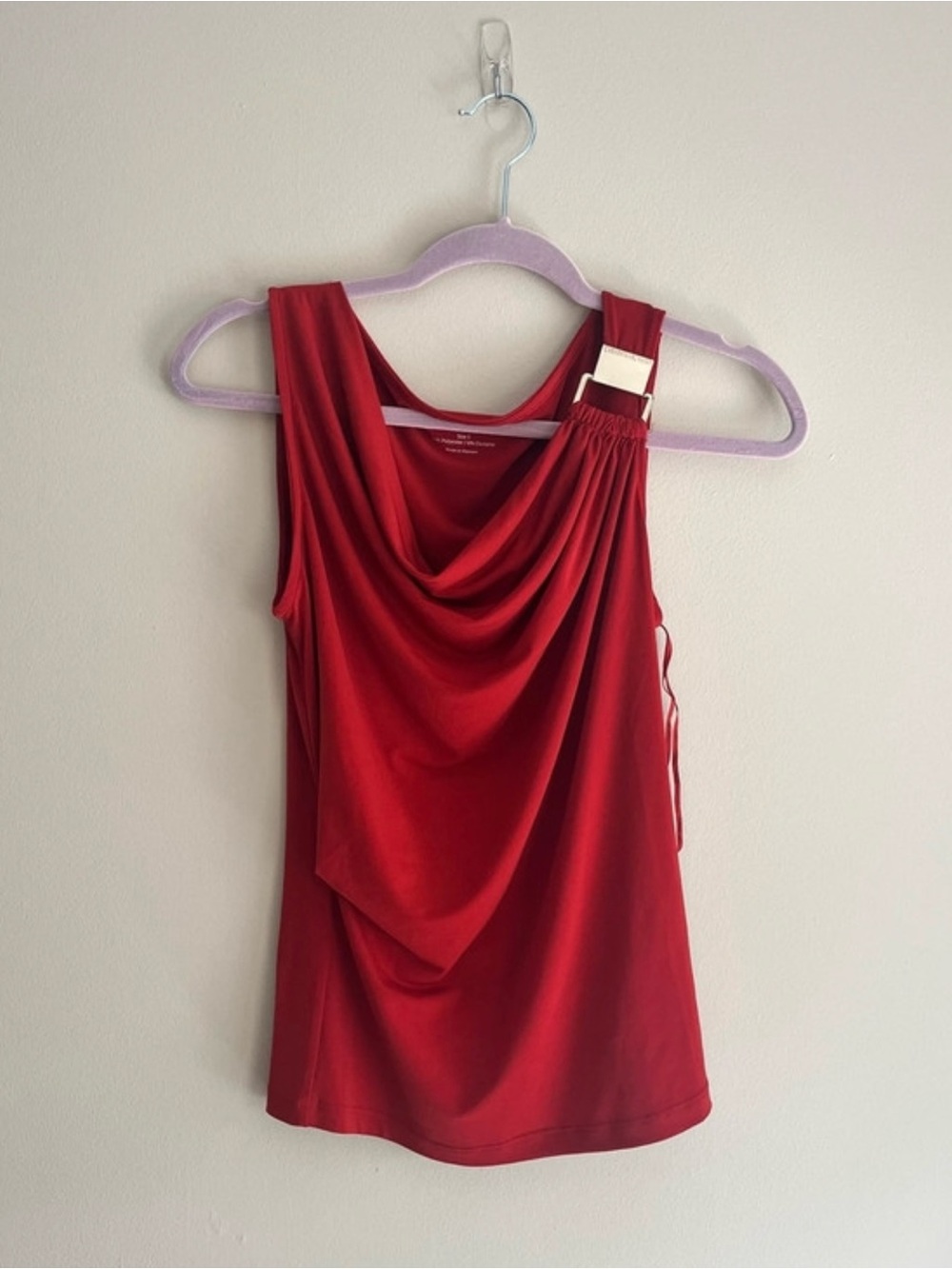 Carmen Marc Valvo Red Draped Tank with Gold Accent